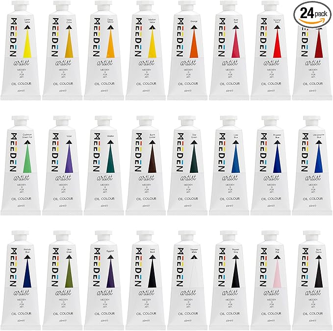 MEEDEN Artist Oil Paint Set - 24 Colors x 60ml/2oz Tubes - Art Supplies for Canvas Painting