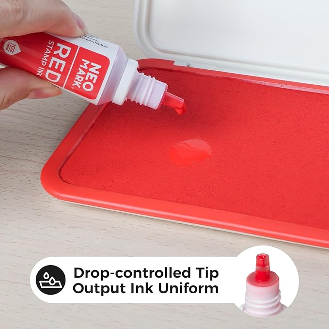 Premium Stamp Ink, Quick-Drying and AP-Certified Non-Toxic Refill Ink for Self-Inking Stamps, Date Stamps and Stamp Pads(Red, 1oz)