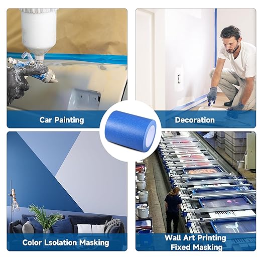 Wide Blue Painters Tape, 6 Inch x 55 Yards, Wide Masking Tape for 3D Printing, Laser Cutting, Painting, Crafting, Labeling, Packing, Office, School, Home Use, Removes Cleanly for 21 Days