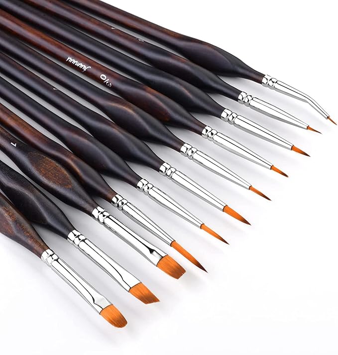 Miniature Paint Brushes, Fuumuui 11pcs Micro Detail Paint Brushes for Model, Paint by Numbers - Fine Detail Paint Brush Set for Acrylic, Watercolor, Oil