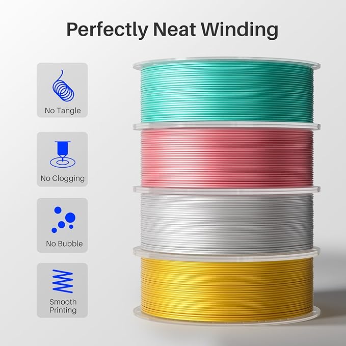ELEGOO Silk PLA Filament 1.75mm Gold 250g, Shiny 3D Printer Filament Dimensional Accuracy +/- 0.02mm, 250g Spool Fits for Most FDM 3D Printers