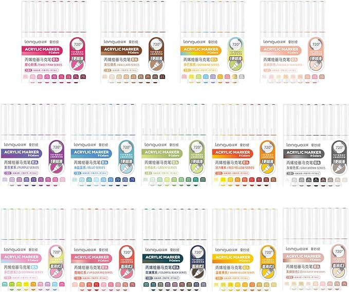 126 Colors Acrylic Paint Markers, Soft Brush Tip Acrylic Paint Pens for Paper, Rock Painting, Glass, Mugs, Fabric, Water Based Drawing Marker Set, Acrylic Painter Ink