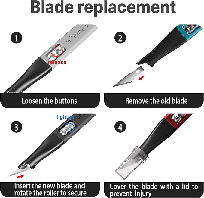 5 PCS Exacto Knife,Hidden Blade Design at The End,Comes with 5 Spare High Qualiry Carbon Steel Exacto Knife Blades. Craft Knife for Crafting, Arts,Modeling,Scrapbooking,Stencil,DIY Projects.5 Color