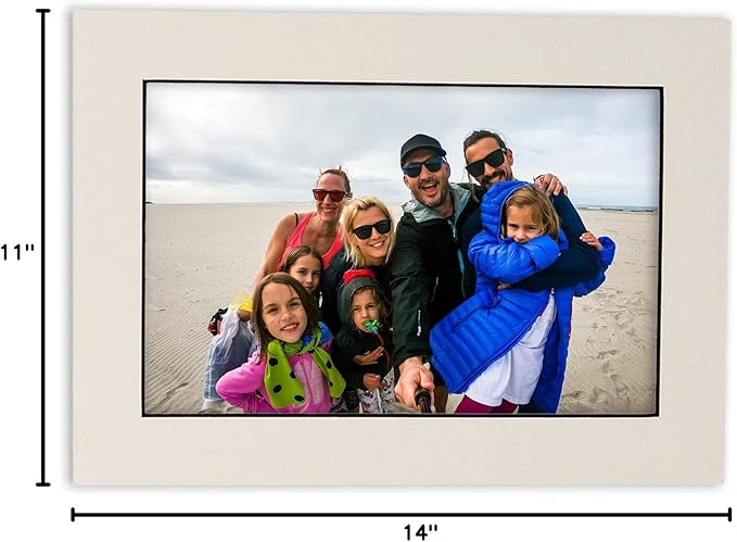Pack of 25 Acid Free 11x14 Mats Bevel Cut for 8.5x11 Photos - White with Black Core Precut Matboards For Pictures, Photos, Framing - 4-ply Thickness