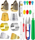 CousDUoBe Sewing Thimble Kit,thimbles for Hand Sewing，Needle threaders，Seam Rippers for Sewing，Measuring Tape and Thread Snips, Hand Embroidery Craft（Complete Sewing Kit）
