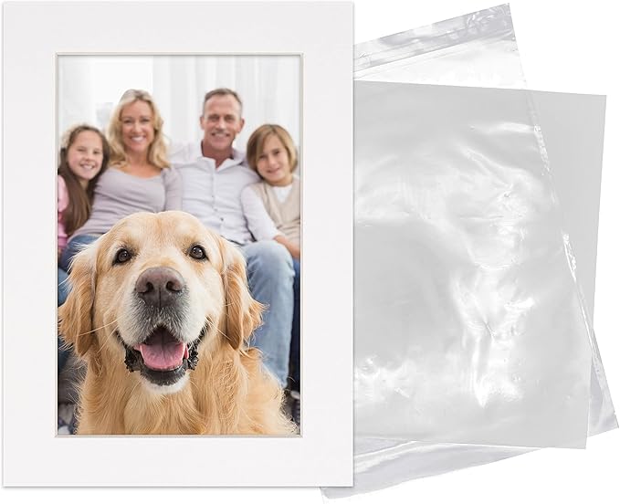 6x8 Mat for 8x10 Frame - Precut Mat Board Acid-Free Show Kit with Backing Board, and Clear Bags White 6x8 Photo Matte Made to Fit a 8x10 Picture Frame Matboard for Framing, Pack of 10 Mats