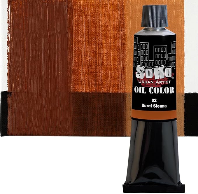 Soho Urban Artist Oil Paint - Burnt Sienna, 170 ml Tube - Best Valued Oil Colors for Painting, Excellent Pigment Load
