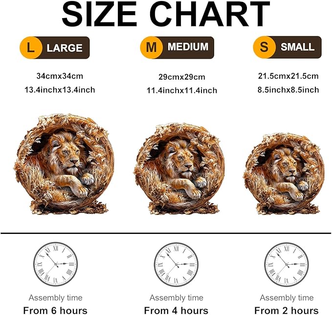 KAAYEE Wooden Puzzles for Adults, 3D Vision Effect Lion King Wooden Jigsaw Puzzles 300 PCS Unique Shape Advanced Wood Puzzle Adult, Fathers Birthday Family Game (L-13.4 * 13.4in)