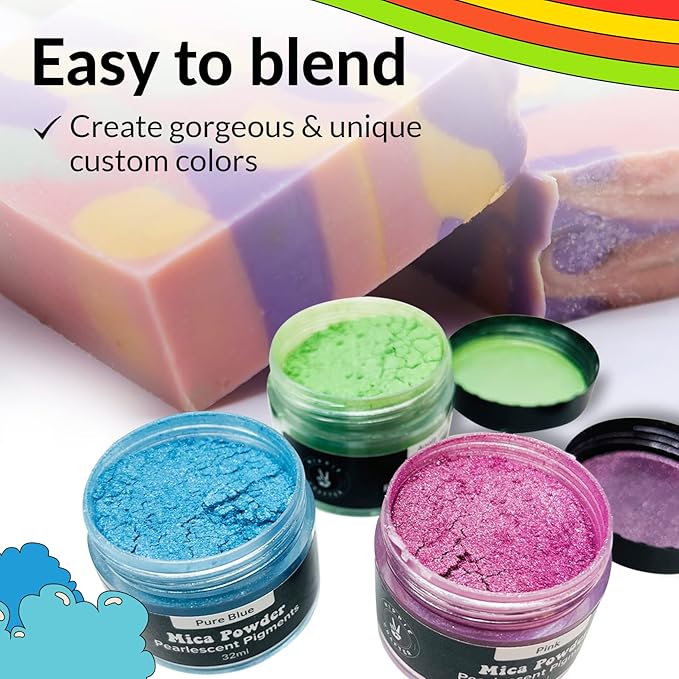 Pigment Powder for Epoxy Resin, 24 Pastel Colors, Mica Powder for Candle Dye, Bath Bomb Coloring, Soap Making, Resin Pigment, Metallic Pearl Soap Dye for Candle Making