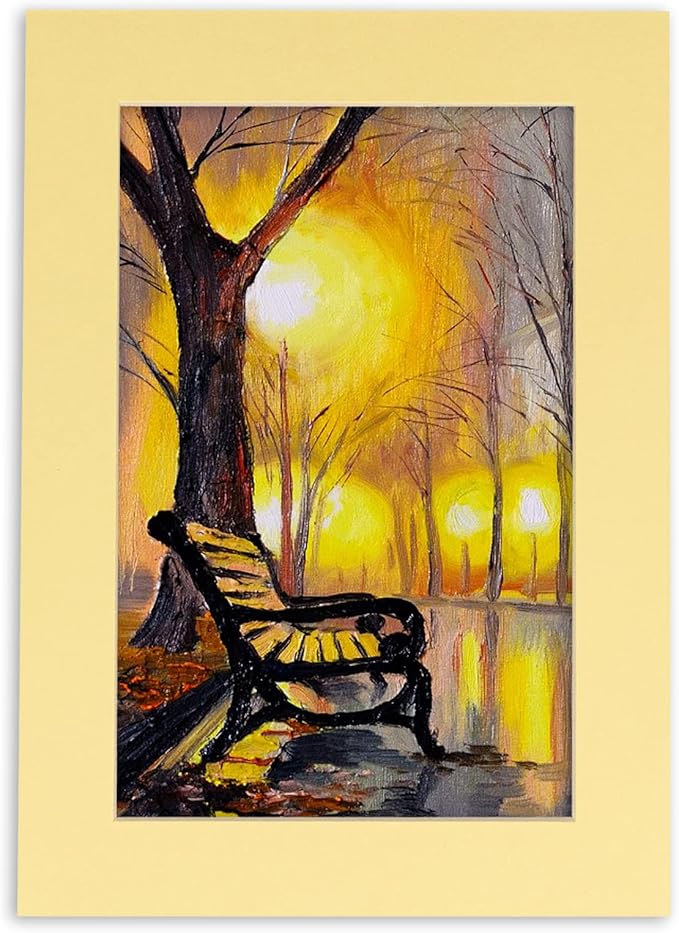 Poster Palooza 8x10 Mat Bevel Cut for 5.5x8.5 Photos - Acid Free Soft Yellow Precut Matboard - For Pictures, Photos, Framing - 4-ply Thickness