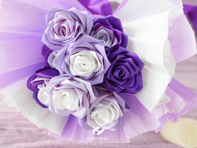 HUIHUANG Purple Satin Ribbon 1-1/2 inch x 100 Yards Lavender Color Double-Faced Satin Ribbon for Flower Bouquet, Gift Wrapping, Eternal Roses, DIY Crafts, Bridal Shower Wedding Decor