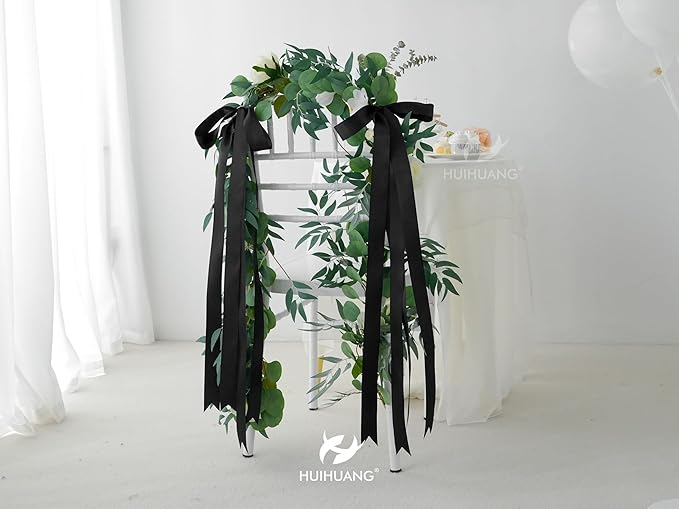HUIHUANG Black Satin Ribbon 1-1/2 inch x 100 Yards Double-Faced Satin Ribbon for Flower Bouquet, Gift Wrapping, Eternal Roses, DIY Crafts, Bridal Shower Wedding Decor