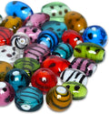 2/3 LB Bag of Assorted Glass Beads for Jewelry Making, Lampwork Murano Bead Mix for Bracelets and Necklaces, Crafting Beads Supplies Kit, Large & Small Beads (Dots + Stripe Mix)