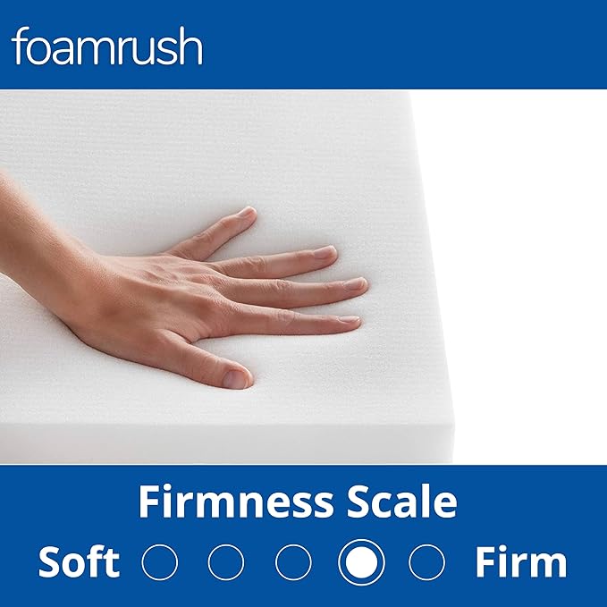 FoamRush 2" x 24" x 24" Gel Memory Foam Upholstery Square Cushion Medium Firm (Chair & Wheelchair Seat Cushion Replacement, Square Foam Dining Chairs, Couch, Sofa, Rubber Padding)