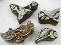 Craftsofindia® Set of 4 Birds Shaped Premium Hand-Carved Wooden Block Stamps for Textile, Paper, Clay, Tattoo - Enhanced Print Impressions