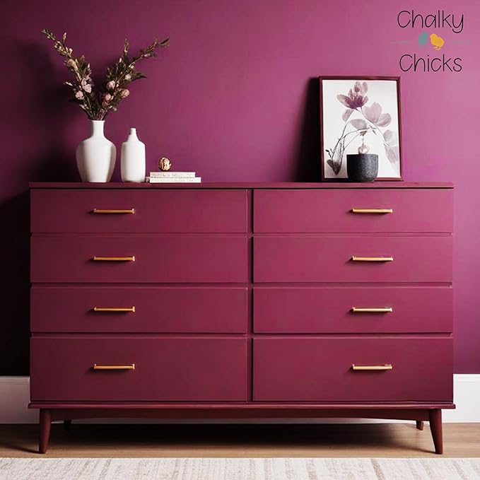 Chalky Chicks All-in-One Chalk Paint for Furniture or Cabinet - 16 Fl Oz - Matte Finish Logan Berry (Plum) for Metal, Wood Furniture Paint - No Sanding All-in-One for Home Decor & Crafts, USA Made