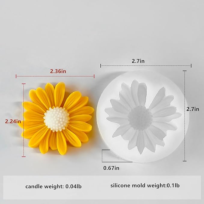Daisy Candle Mold 4pack, Daisy Silicone molds for Candles, for soap,Candles,Resin,Polymer Clay, Plaster and More DIY Craft