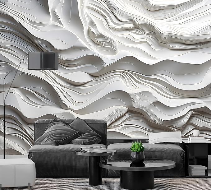 AFZEVEB-3D Stereo Relief Lines Living Room Background Wallpaper Mural 159"x107"(Not Peel and Stick)