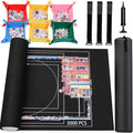 Jigsaw Puzzle Mat Roll Up - 3000 2000 1500 1000 Pieces Puzzel Matte, Black Felt Roll-Up Puzzles Felt Save Mats Trays for Sorting Board Clear Sheets and Frame Keeper for Adults