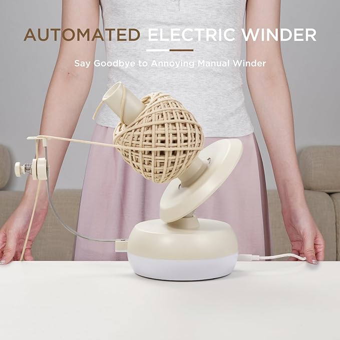 Electric Yarn Winder for Crocheting - Large Capacity Yarn Ball Winder for Knitting, Adjustable Yarn Ball Tension,Stepless Speed, Good Helper for Knitting Lovers, Cream