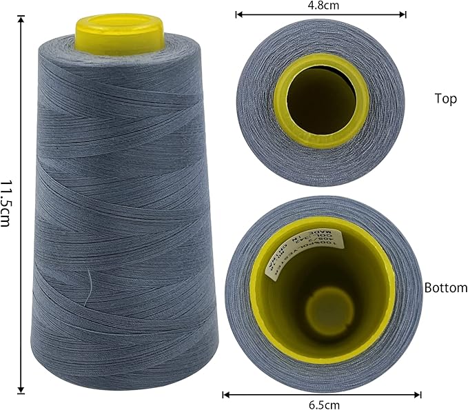 Tortoise 4 Cones of 3000 Yards Each Spool Thread for All Purpose, Quilting, Serger, Overlock Sewing Machines - 100% Polyester - Mid-Grey