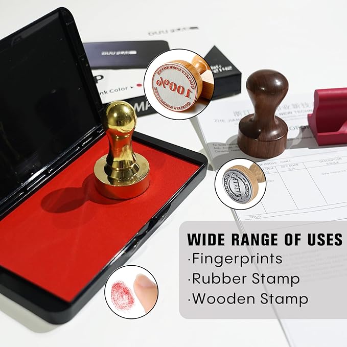 Large Ink Pad for Stamps, 6.14"×3.38" Stamp Pad, Ink Pad for Office, Notarization, and Rubber Stamps (Red