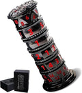 DND Dice Spinner Tower Set - Unique D4 D6 D8 D10 D10% D12 D20 All in One D&D Metal Dice - Cool Role Playing Gifts for Dungeons and Dragons TRPG MTG Games Lover Player (Tower-Black Nickel Red)
