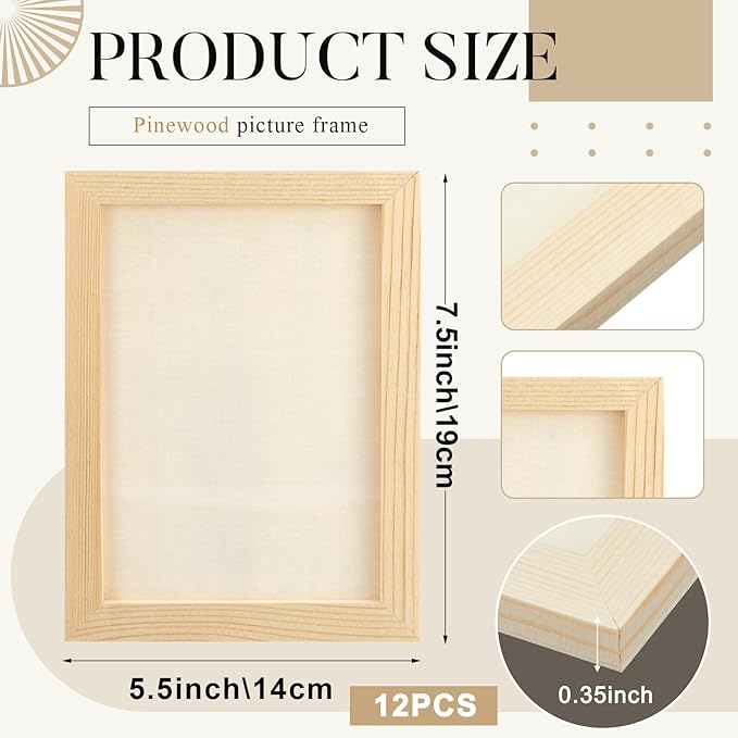 Kathfly 12 Pcs 5 x 7'' Wood Panel Boards, Unfinished Wood Canvas Panels for Painting Crafts DIY Drawing Pouring Art Projects
