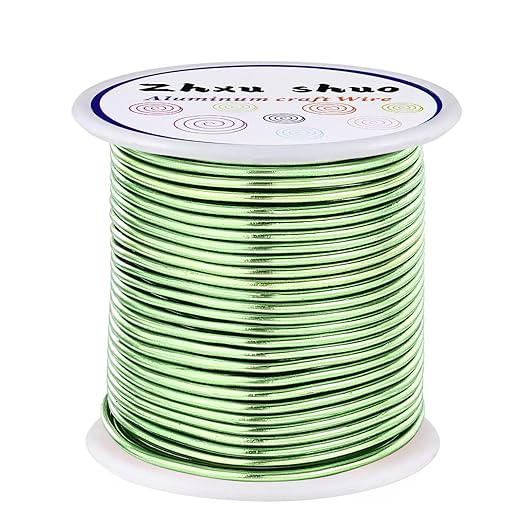12 Gauge(2mm) Aluminum Wire 35 Yards Anodized Metal Wire for Bonsai Armature Crafting Sculpting Jewelry Craft Making Beading Floral (Light Green, 12 Gauge)