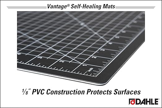 Dahle Vantage 10673 Premium Self-Healing Cutting Mat, 24"x36", 1/2" Grid, 5 Layers for Max Healing, Perfect for Crafts & Sewing, Black