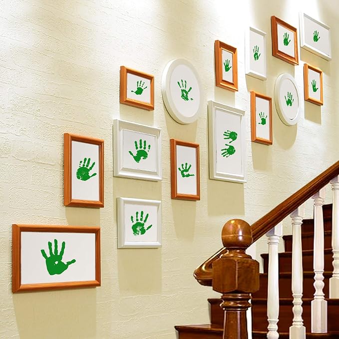 Ink Pad, 5x4'' Washable Non-Toxic Ink Stamp Pad for Baby Footprint Handprint, Green