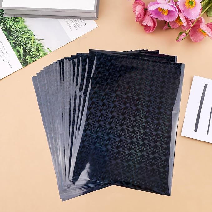 Briartw 50 Sheets Black Gemstone Toner Reactive Foil - Per Sheet 20x29cm (7.9 x 11.4 inch)- Metallic Finish for Laser Printers & Laminators - Ideal for Printing,Cardmaking,Scrapbooking,DIY Projects