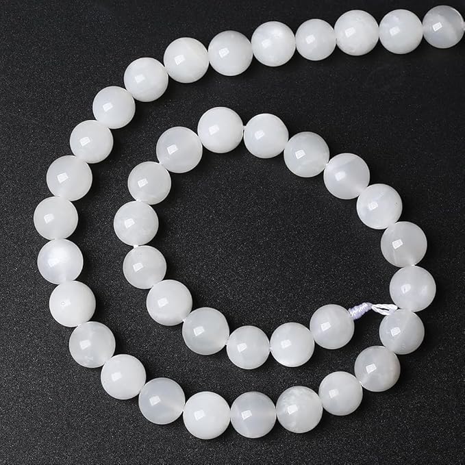 88pcs 4mm Natural White Moonstone Beads AAA Gemstone Round Loose Beads for Jewelry Making DIY Bracelets Necklaces Crystal Energy Healing Stone Beads 15" (4mm, White Moonstone)