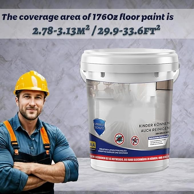 Epoxy Floor Paint, Epoxy Colored Sand Floor Paint, High-Gloss Marble Effect Self-Leveling Coating, Waterproof, Non-Slip, Ultra-Durable for Garage, Basement, Wood Floors (Beige,4.4 lb)