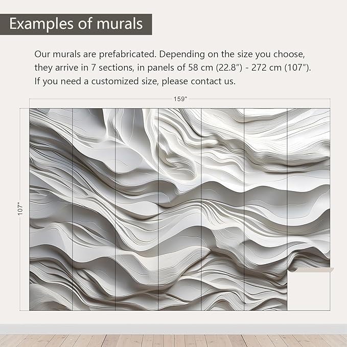 AFZEVEB-3D Stereo Relief Lines Living Room Background Wallpaper Mural 159"x107"(Not Peel and Stick)