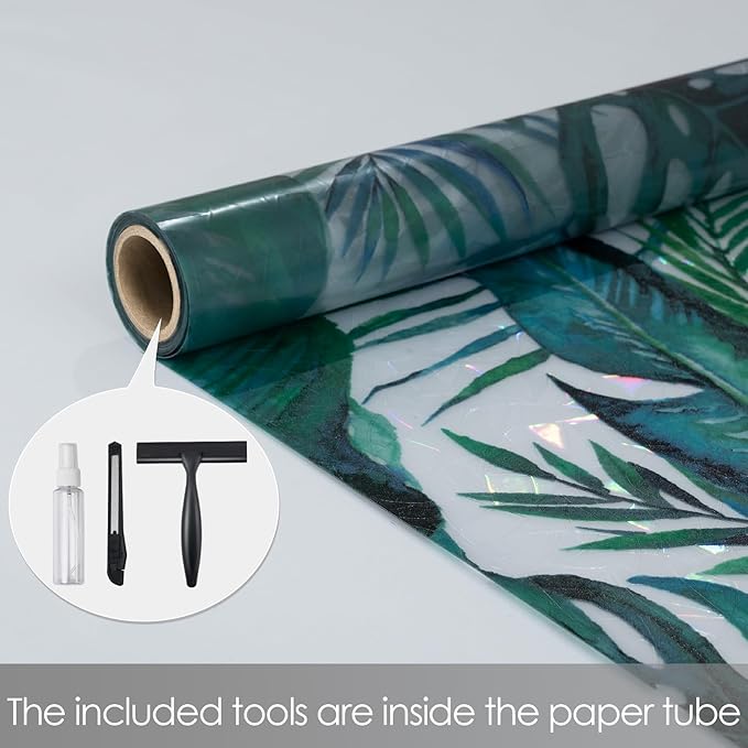 DKTIE Nature Pattern Rainbow Window Film Decorative Stained Glass Window Film Static Cling Films Easy Apply Removable Comes with Tools (U560-rainbow, 17.7" x 118.1")