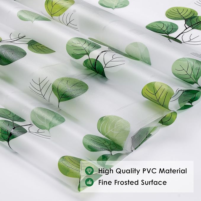 DKTIE Eucalyptus Leaves Stained Glass Window Film with Installation Tools, INS Style Window Privacy Film Decorative, Nordic Style for Home Decor (S541, 35.4'' x 118.1'')