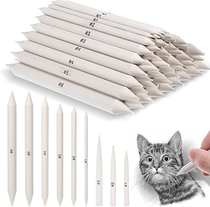 108 PCS Blending Stumps and Tortillions Blending Sticks, Oil Pastel Blending Pencil Soft Paper Felts Sketch Shading Pencils Colored Pencil Blender for Artists and Students Drawing Supplies (9 Sizes)