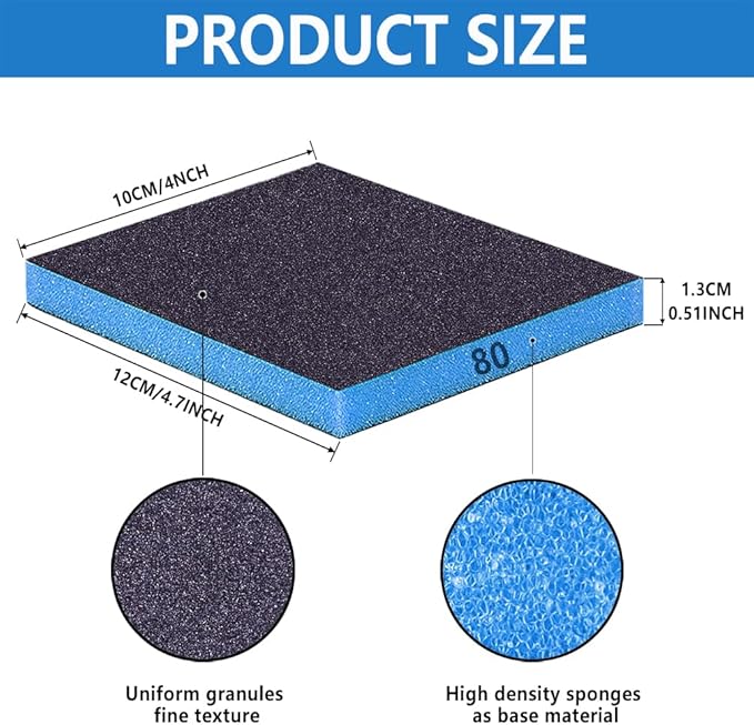 8 Pack 240 Grits Sanding Sponge, Coarse Sanding Block, Washable and Reusable Wet Dry Sandpaper Block Sandpaper Sponge for Wood Metal FurniturePaint and Drywall