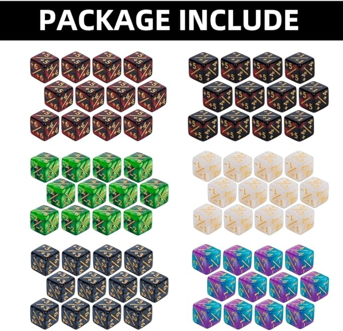 82 Pack Magic The Gathering Counter Dice Set 72 Pcs D6 MTG Dice Life Counters Tokens for Magic Card Game Accessories with 3 Pcs Rolling Dice 7 Pcs Drawstring Bags