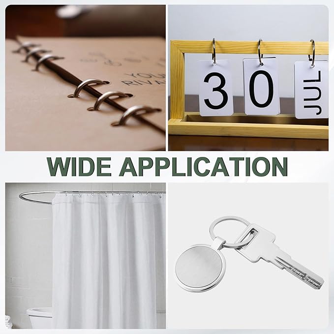 PATIKIL 1.8" x 2" Loose Leaf Binder Rings, 30 Pcs Metal Book Rings Nickel Keychain Ring for Paper Index Cards Flash Card Notebook Rings Office Home Book Binder, Silver Tone