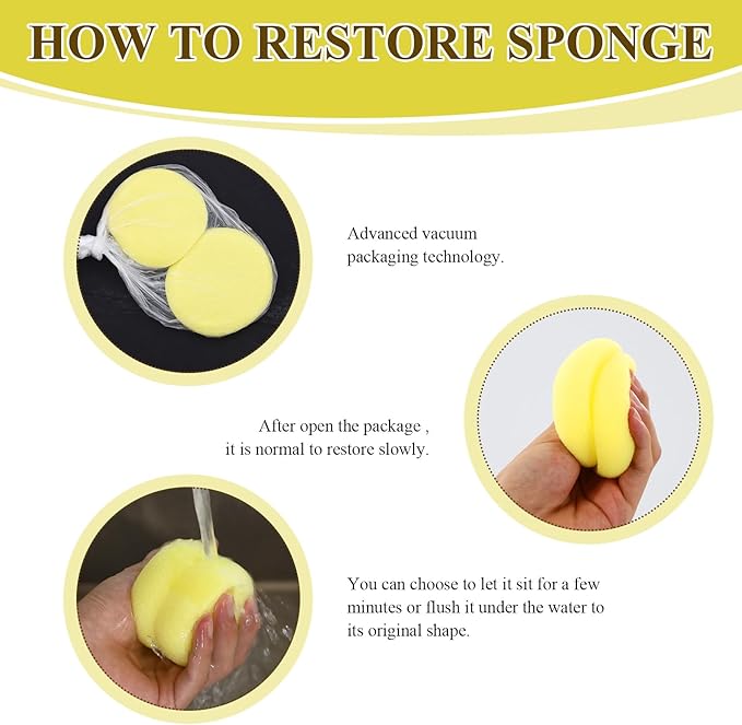 12 Pcs Pottery Sponges, Paint Sponges Tools, Round Big Yellow Sponge for Acrylic Painting, Clay, Craft, Watercolor and More