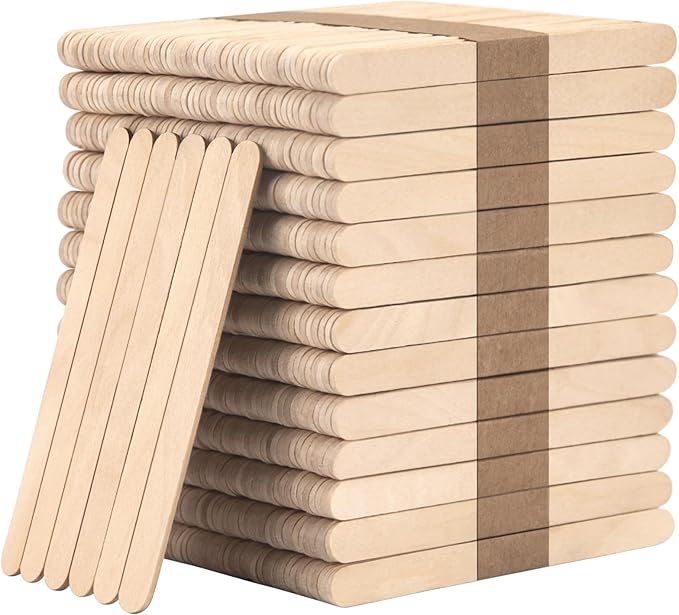 WISYOK 1000 Pcs Wooden Popsicle Sticks for Crafts, 4.5 Inch Wide Lollipop Sticks for Creative Designs or Kids Education, Home Art Projects