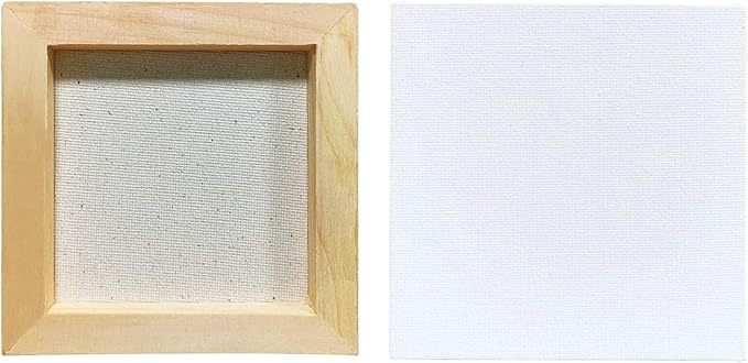 AUREUO Mini Stretched Canvas - 3x3 Inch/24 Pack - 2/5 Inch Profile Small Square Canvas - Gift Set Bulk Pack Canvases for Acrylic Painting & Craft