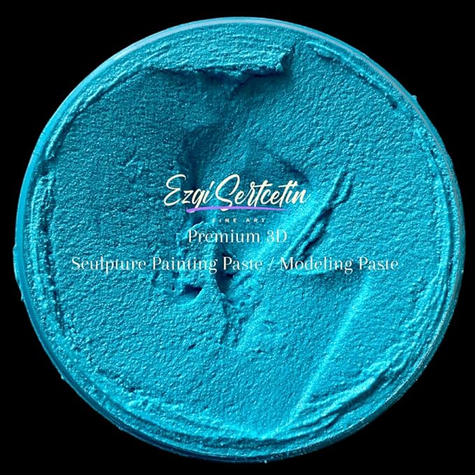 3D Sculpture Painting Paste|Texture Paste|Decorative Plaster|Ready to Use|Unique Colors|Ideal for Artwork|Stencil|Flowers|Texture|Art Relief|New Formula| 6 oz (Metallic Turquoise)