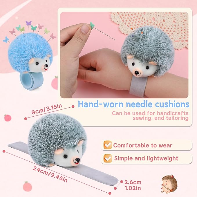 UzecPk Wrist Pin Cushion Kit, Sewing Products Including 2 Wrist Pin Cushion, 50Pcs Sewing Needles, Seam Ripper, Thimble, Scissors, and Soft Tape Measure for Sewing and Quilting DIY Projects