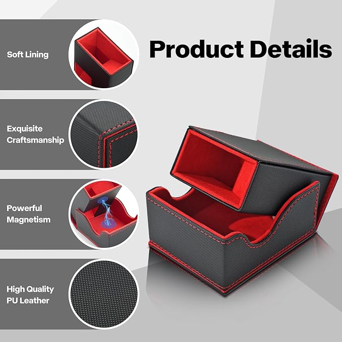 Dice Roller Tower, Premium DND Magnetic Dice Tray, Foldable PU Leather Dice Tower RPG Gifts for Dungeons and Dragons MTG Dm & Player Black/Red