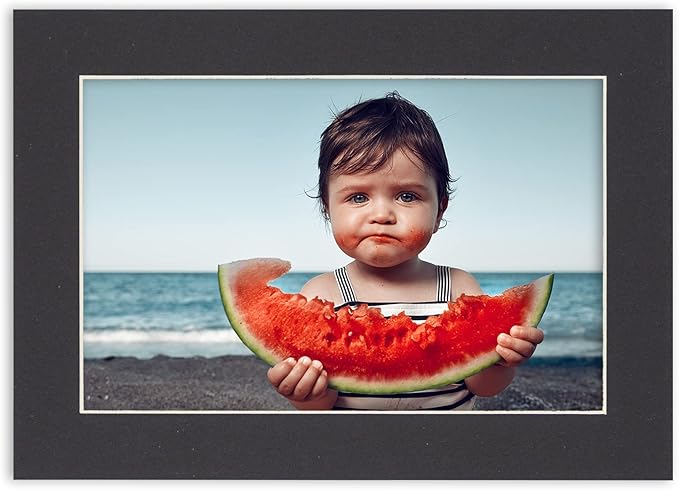 Poster Palooza 5.5x8.5 Mat for 8.5x11 Frame Acid-Free Kit with Backing Board Clear Bags Black 5.5x8.5 Photo Matte Made to Fit a 8.5x11 Picture Frame Matboard for Framing, Pack of 25 Mats