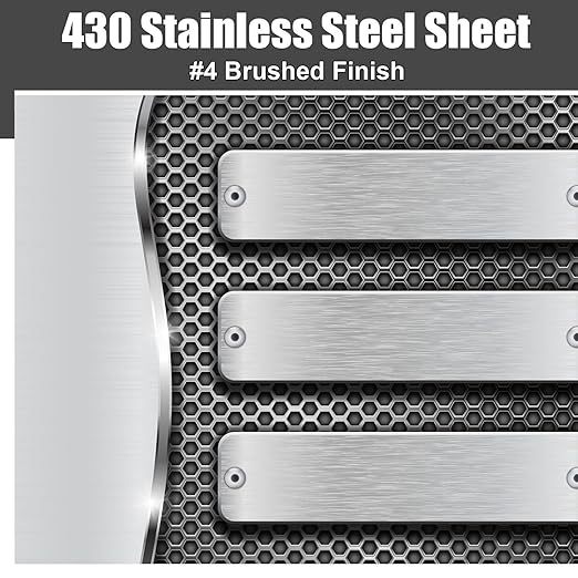 1 Pcs 430 Stainless Steel Sheet Metal 12 x 4 Inches 24GA Metal Plates Panel #4 Brushed Finish Magnetic Mount Board Wall Food Truck Restaurant Crafting Kitchen Floor Trailer Garage Gym