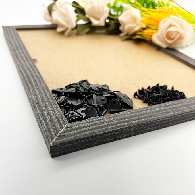 Small Triangle Ring Steel Picture Hangers with Screws Picture Frames Picture Hang Solutions for Hanging Clock Paintings Artwork Picture Frame Hook Photos(100 Pack Black )